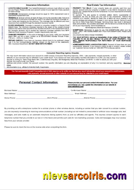 USA Wells Fargo bank mortgage statement, 3 pages 3